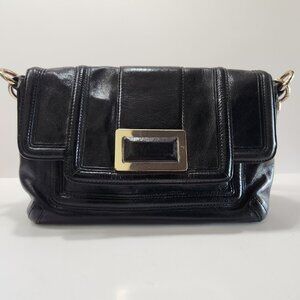 Banana Republic Black Leather With Gold Hardware Shoulder Bag